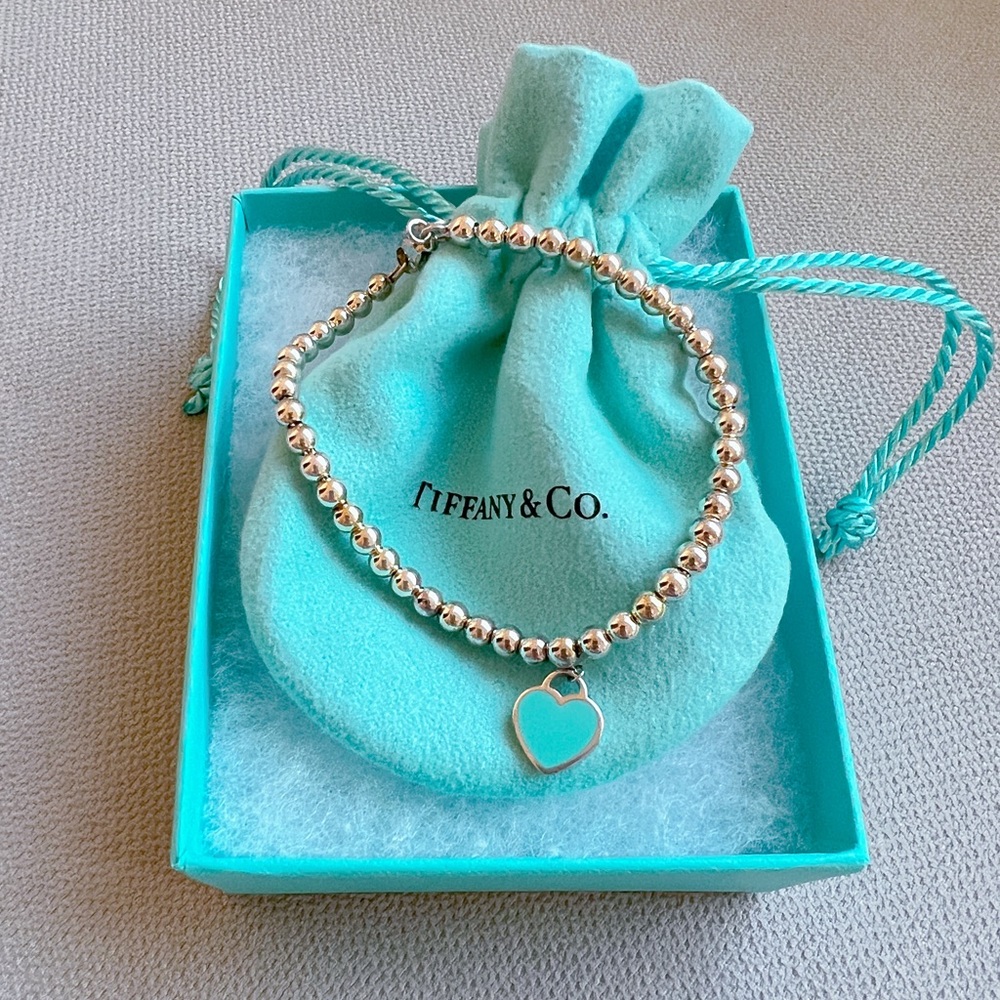 Tiffany Blue® Heart Tag Silver Bead Bracelet (Medium)